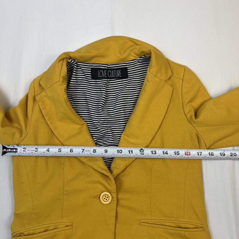 Love Culture Womens Mustard Yellow Striped Lining Single Button Blazer Size M - Picture 6 of 8